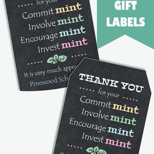 Teacher Appreciation Mint Labels Printable Mint Teacher Tags, Teacher ...