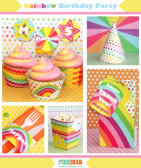 Rainbow Party Rainbow Birthday Rainbow Party Printables Pastel Rainbow  Party Rainbow Birthday Decorations instant Download 