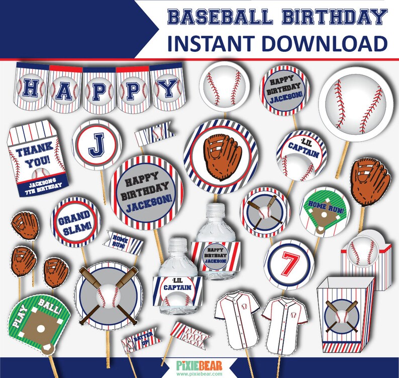 Baseball Birthday Baseball Party Baseball Decorations Baseball First Birthday Kids Baseball Party Sports Party Instant Download image 1