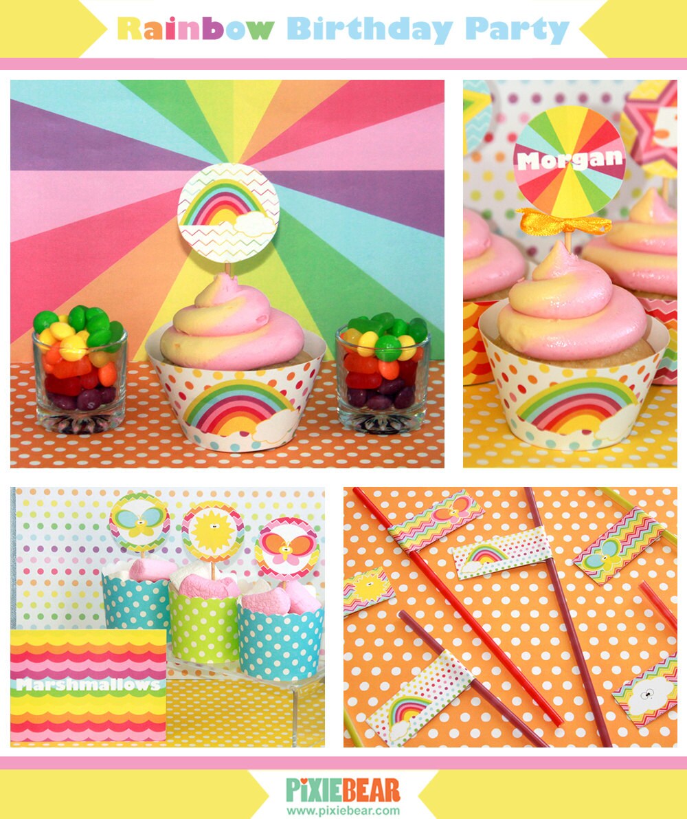 Rainbow Party Rainbow Birthday Rainbow Party Printables | Etsy