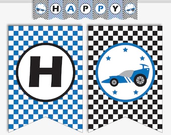 Race Car Banner - Printable Race Car Birthday Banner, Custom Banner for a Racing Party or Go Kart Birthday for Kids (Instant Download PDF)