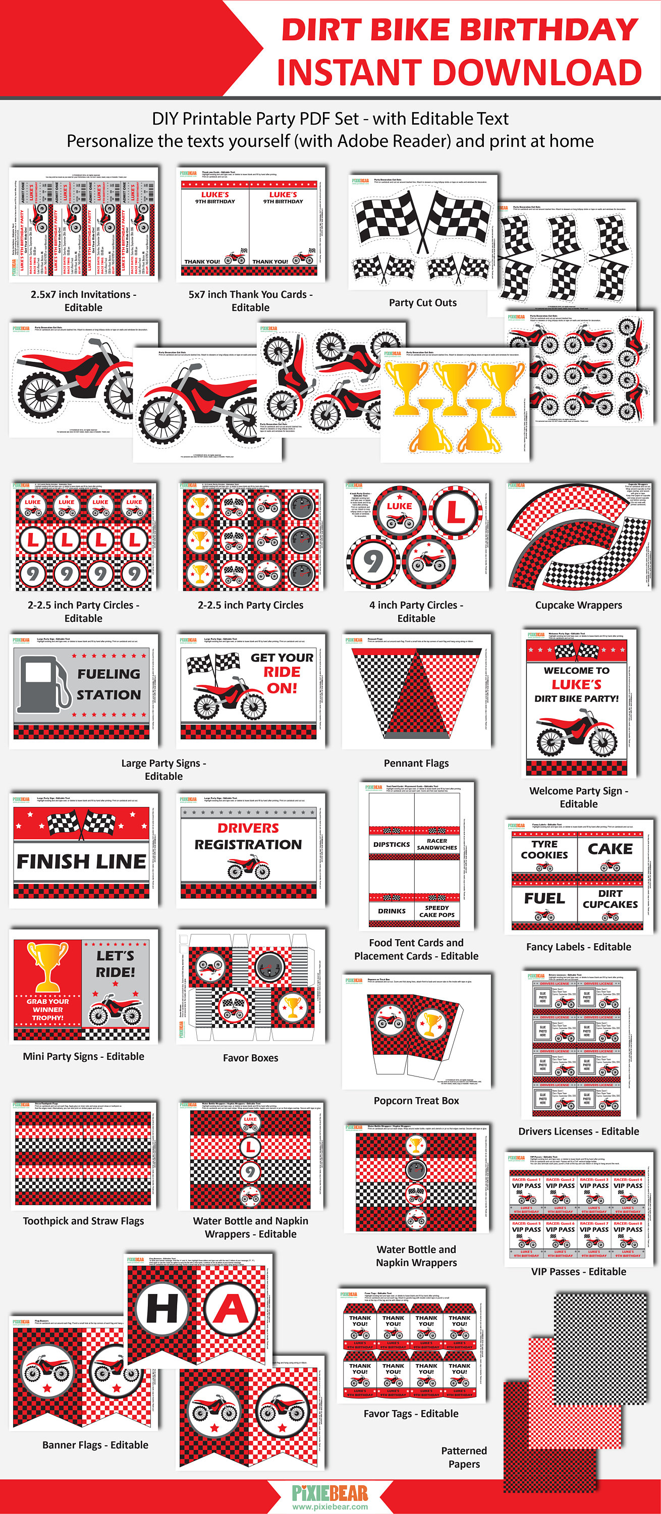 Printable Party Dirt Bike