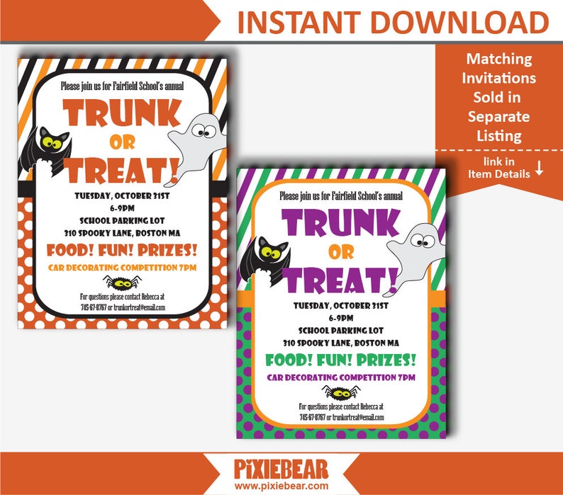 trunk-or-treat-flyer-template-editable-flyer-for-halloween-etsy