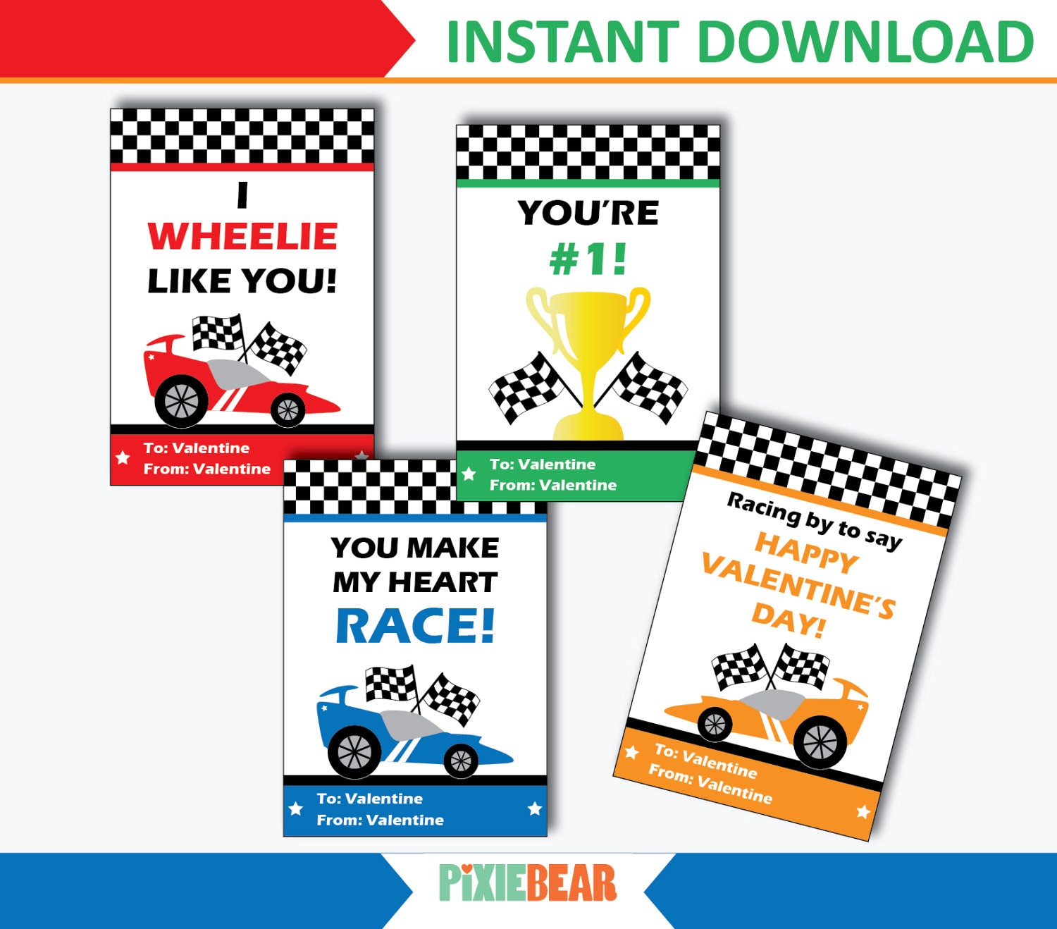 Car Valentines, Printable Cards - My Party Design