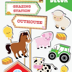 Farm Cutouts Printable Farm Birthday Decoration, Farm Party Signs and ...