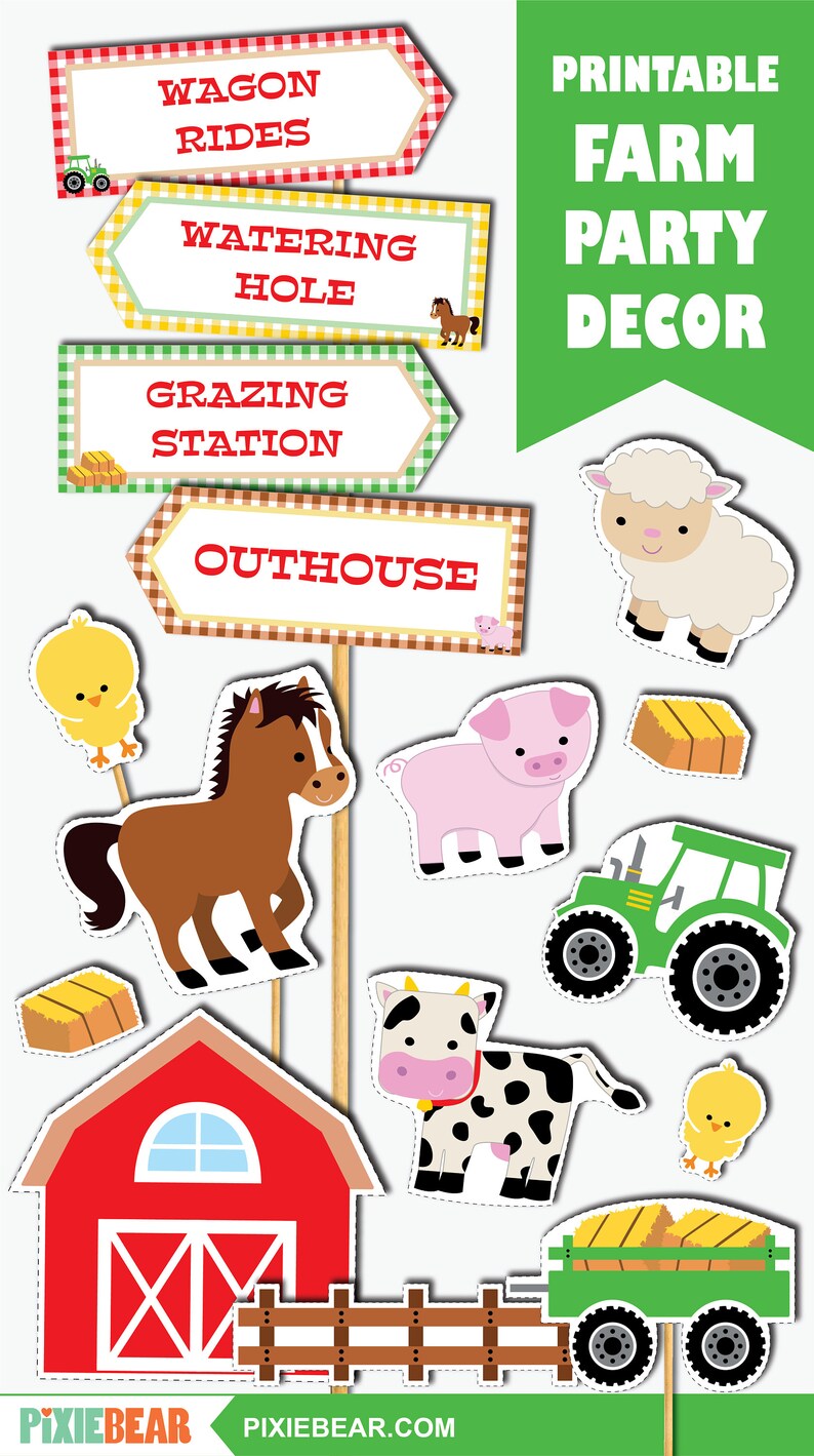 Farm Cutouts Printable Farm Birthday Decoration Farm Party | Etsy