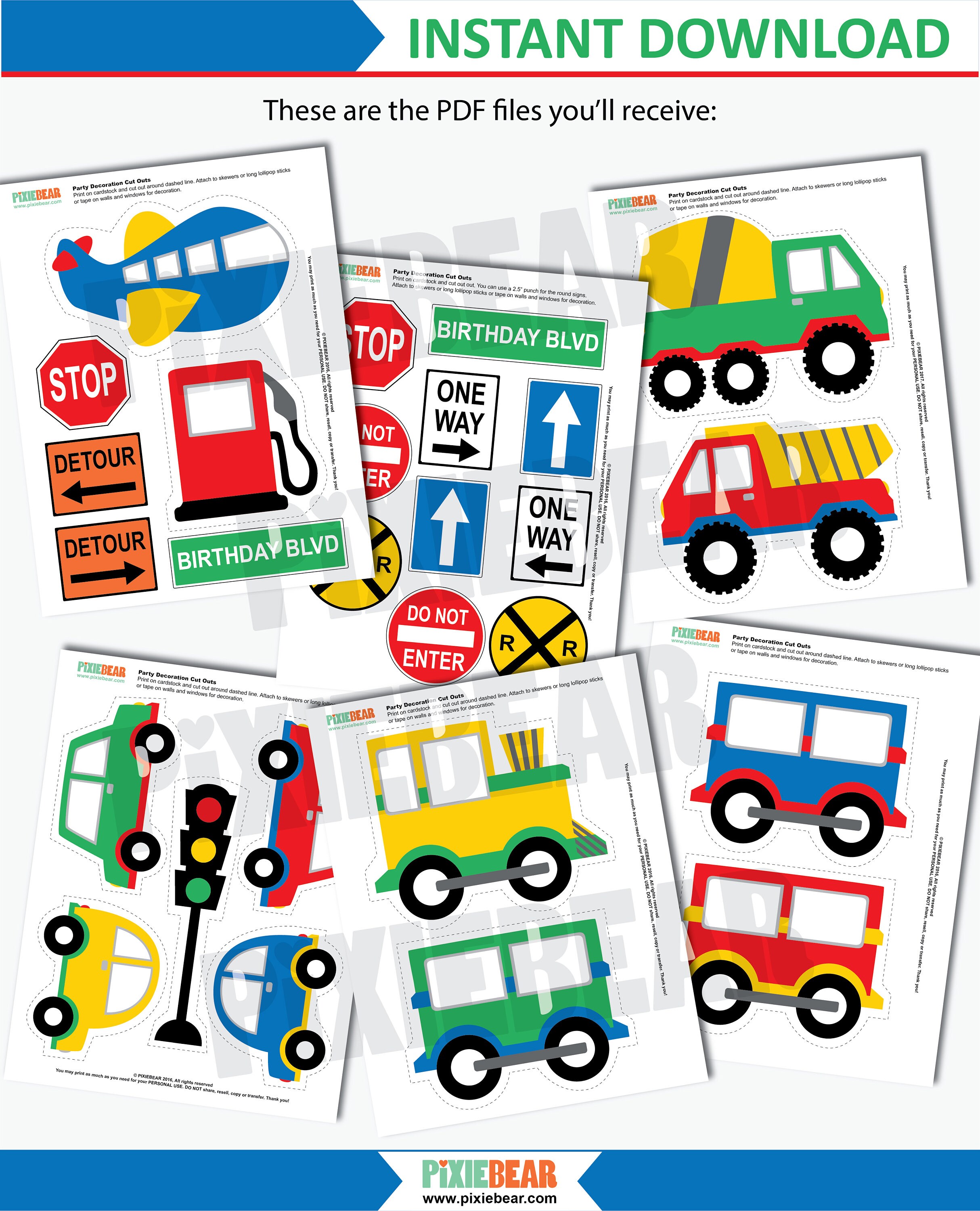 Transportation Signs Printable Transportation Birthday | Etsy