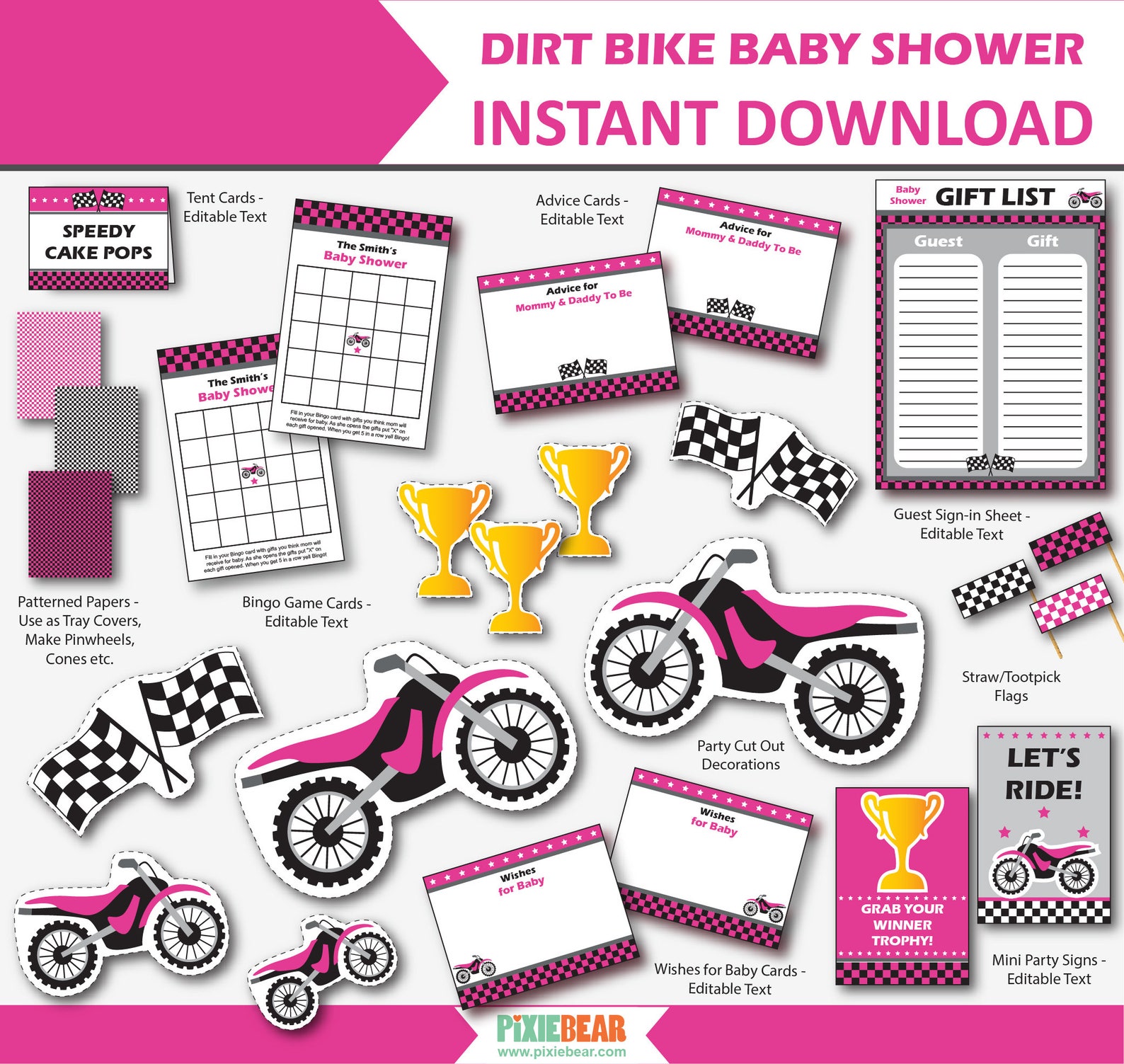 Motorcycle Baby Shower Dirt Bike Baby Shower Decor Etsy