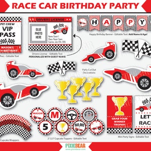 Race Car Birthday Racing Party Race Car Party Racing Birthday Go Kart Race Car Birthday Party Car Party Instant Download image 2