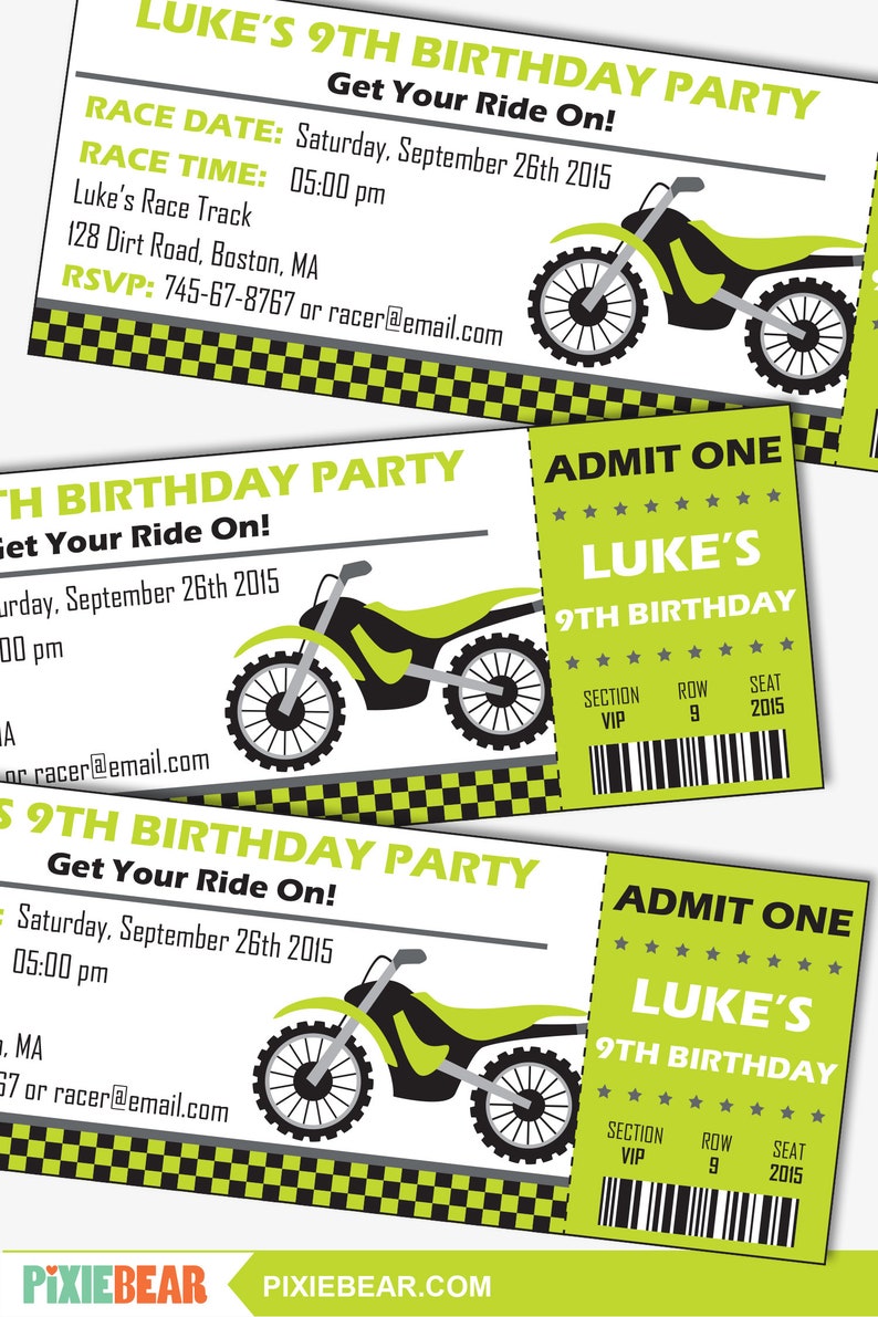 Dirt Bike Invitation Printable Motorcycle Birthday | Etsy