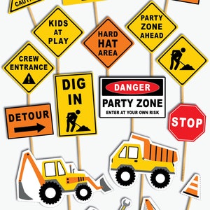 Construction Birthday Decoration, Printable Construction Party Signs, Construction Birthday Centerpieces and Cake Toppers Instant Download image 3