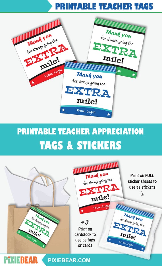 Teacher Appreciation Gift tag Gum Teacher Gift Tags Personalized