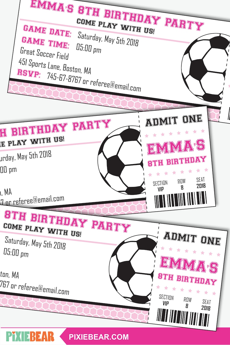 Girl Soccer Birthday Invitation Girl Soccer Party Invitation Etsy