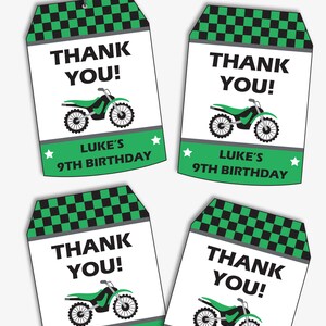 Motocross Party Thank You Tags Printable Favor Tags for a Dirt Bike Birthday, Thank you Labels for a Motorcycle Party Instant Download image 5