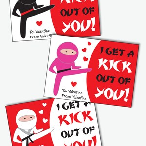 Ninja Valentines Cards for Kids Printable Karate Valentine Classroom ...