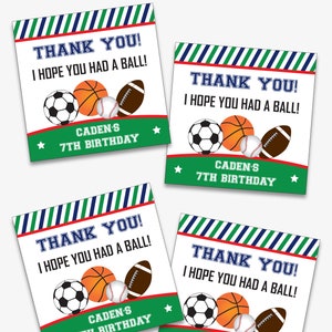 Sports Thank You Tags Printable Sports Party Favor Tags, Sports ...