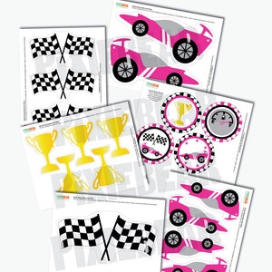 Racing Birthday Decorations, Printable Go Kart Party Decoration, Racing ...