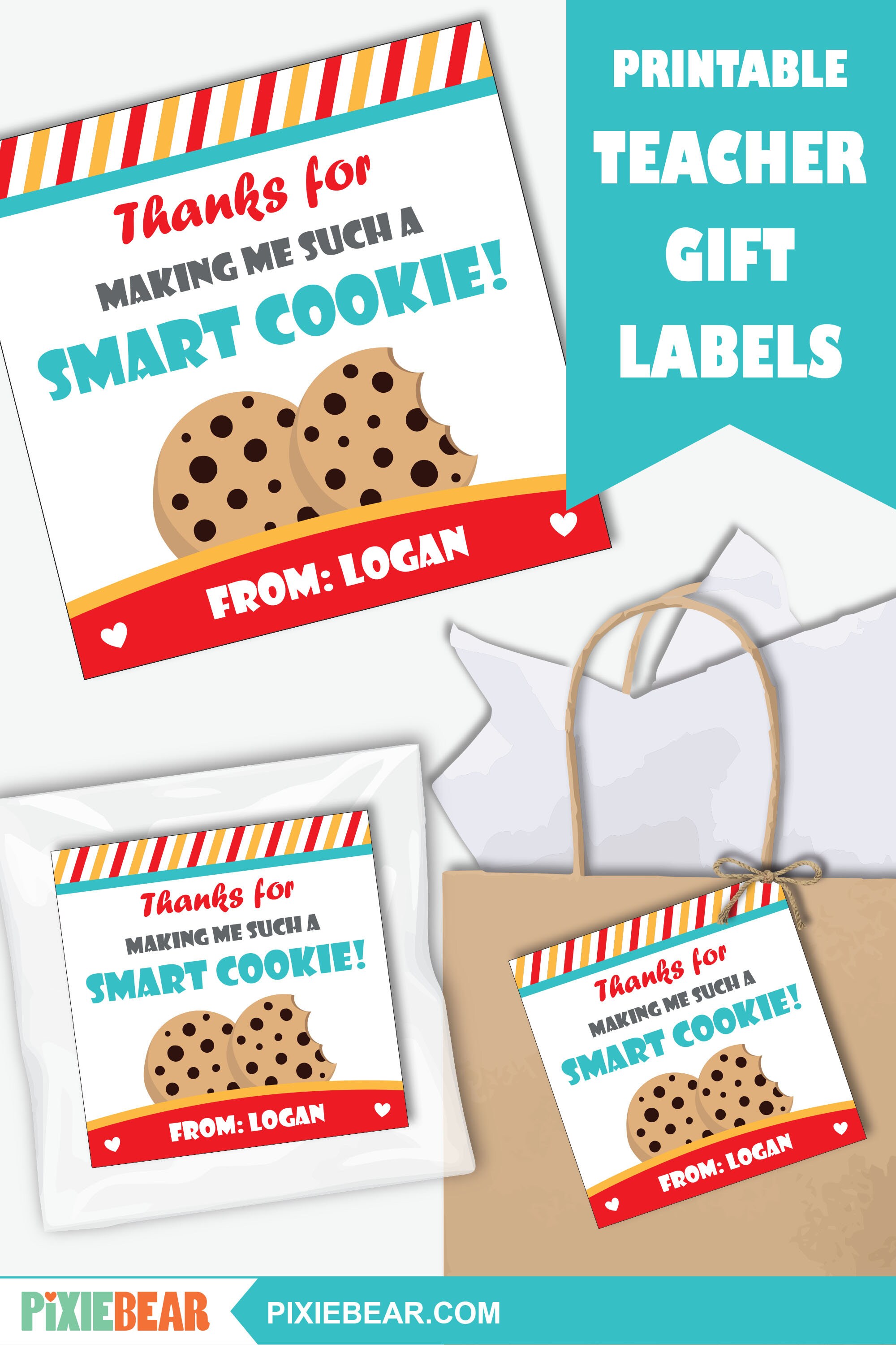 Teacher Appreciation Cookie Tags Printable Cookie Thank You | Etsy