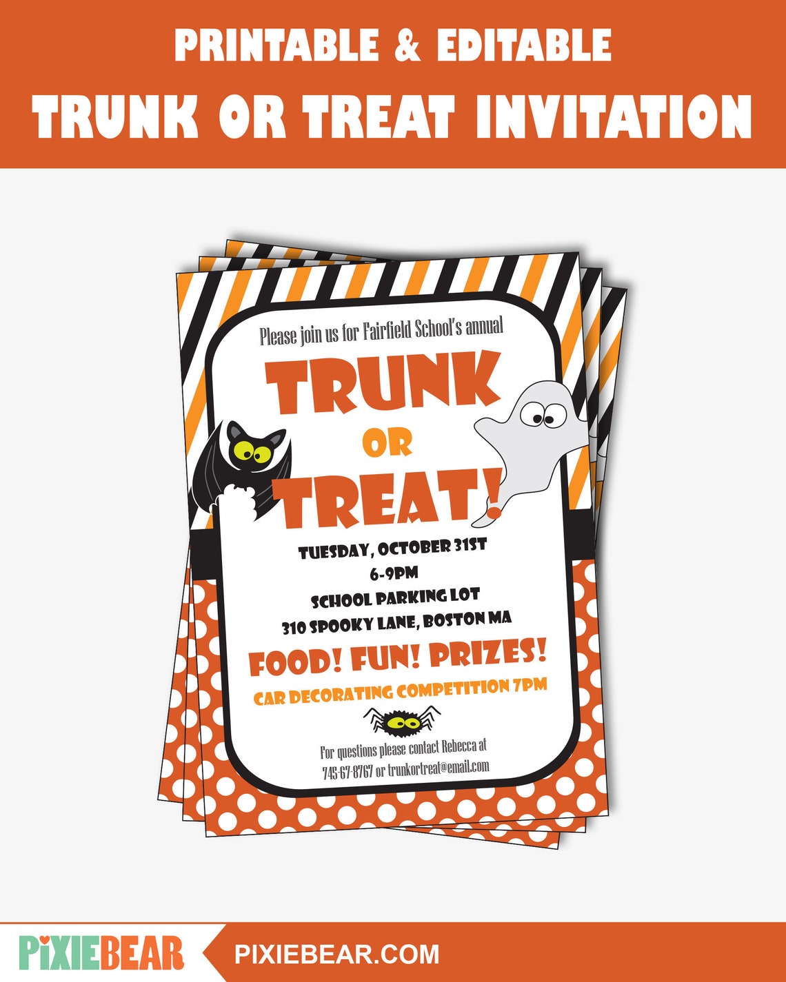 Trunk or Treat Invitation Trunk or Treat Invites Halloween Etsy