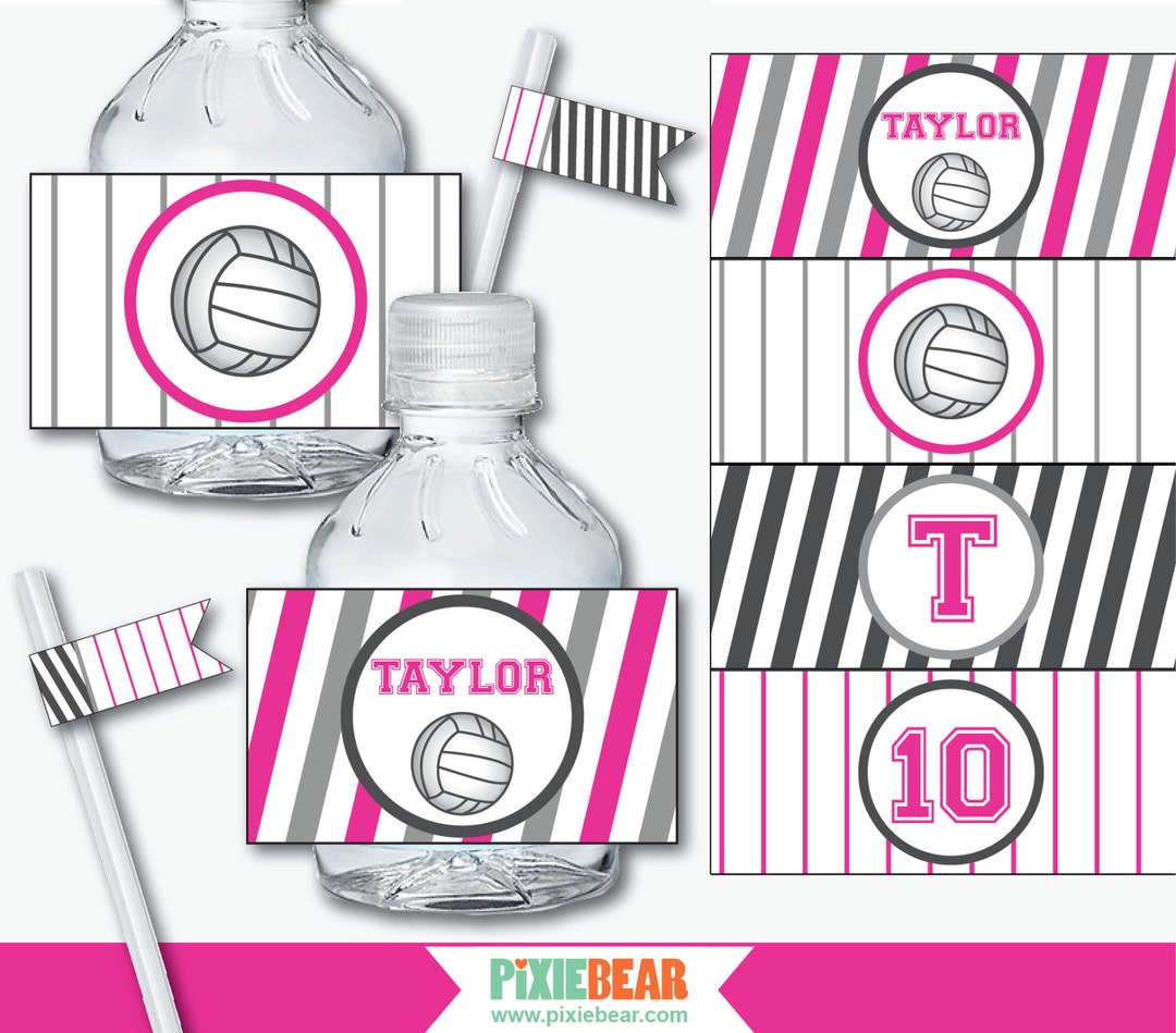Volleyball Water Bottle Labels Water Bottle Wrappers Etsy