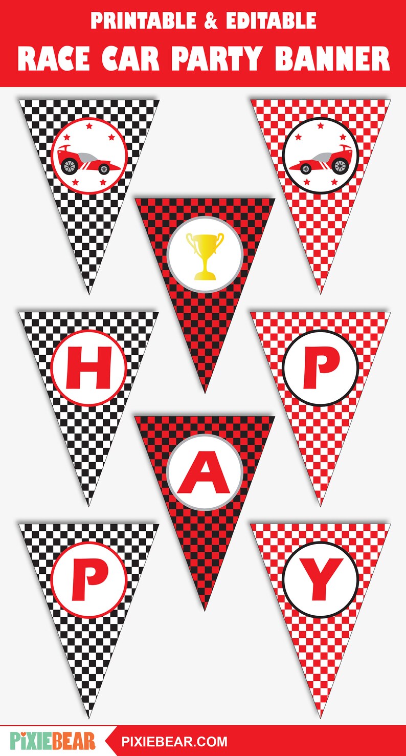 Race Car Birthday Banner Printable Racing Banner for a Go - Etsy