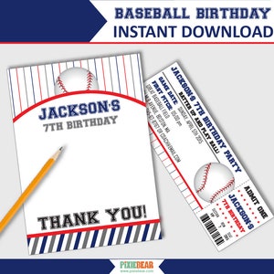 Baseball Invitations, Baseball Party Invitations, Baseball Birthday Invitations, Baseball Ticket Invitation, Editable PDF Instant Download image 2