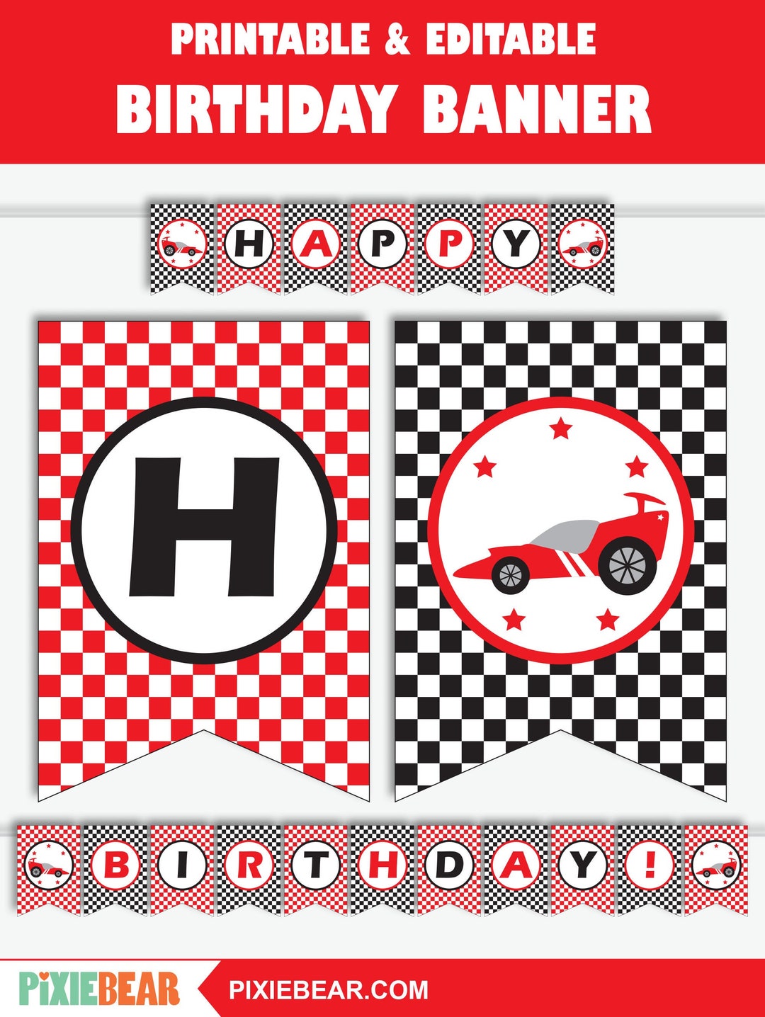 Race Car Banner Race Car Birthday Banner Race Car Party Banner ...