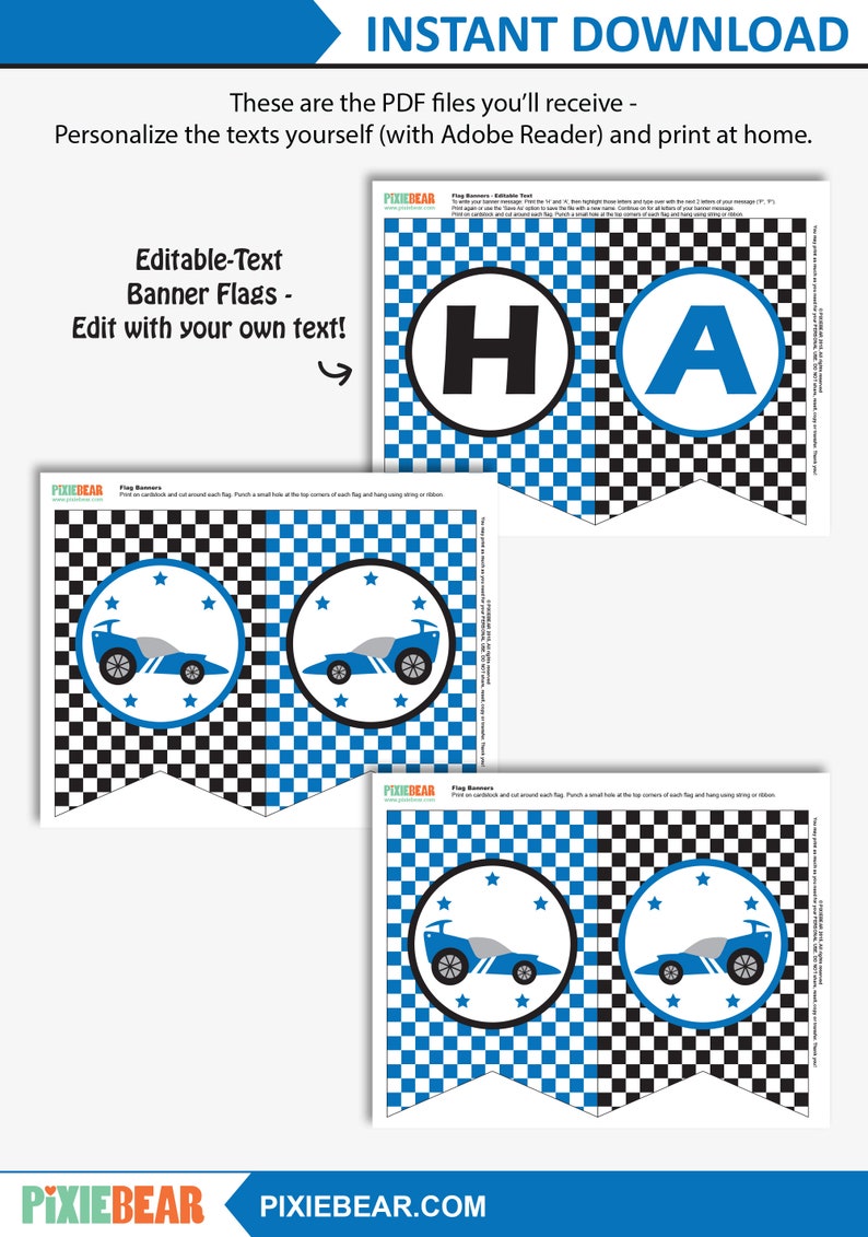 Race Car Banner Printable Race Car Birthday Banner Custom - Etsy