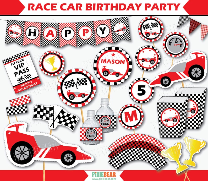 Race Car Birthday Racing Party Race Car Party Racing Birthday Go Kart Race Car Birthday Party Car Party Instant Download image 1