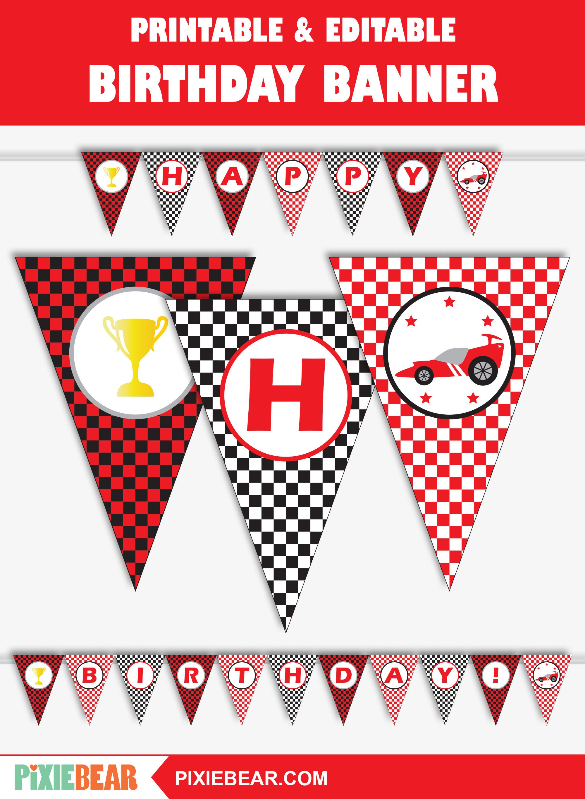 Race Car Birthday Banner Printable Racing Banner for a Go Etsy