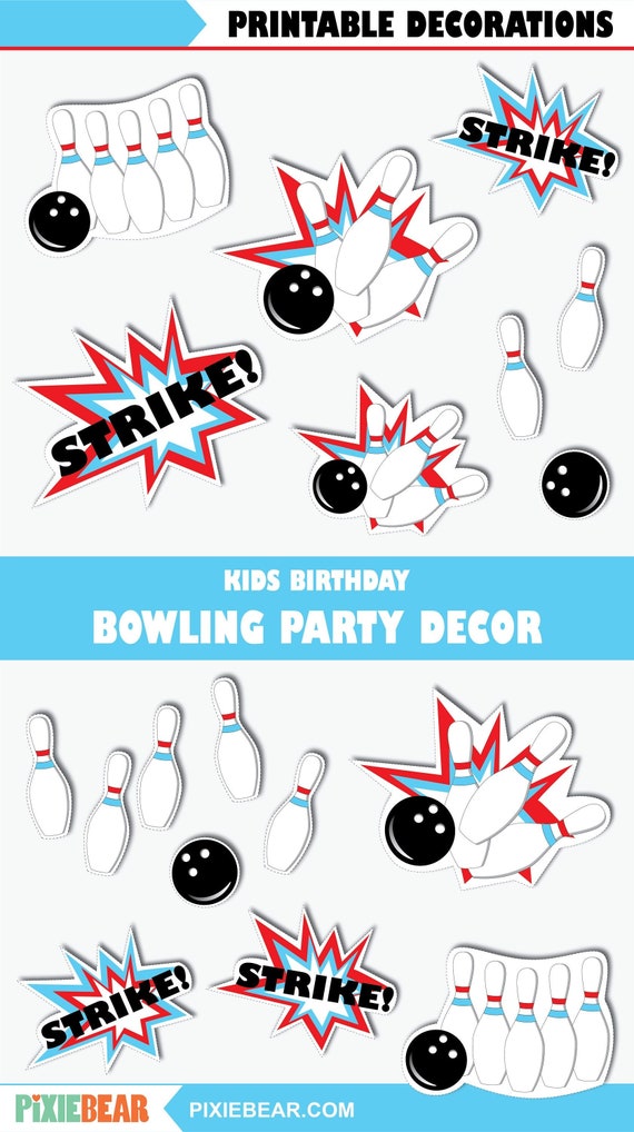 Bowling Birthday Decorations, Printable Bowling Party Decoration ...