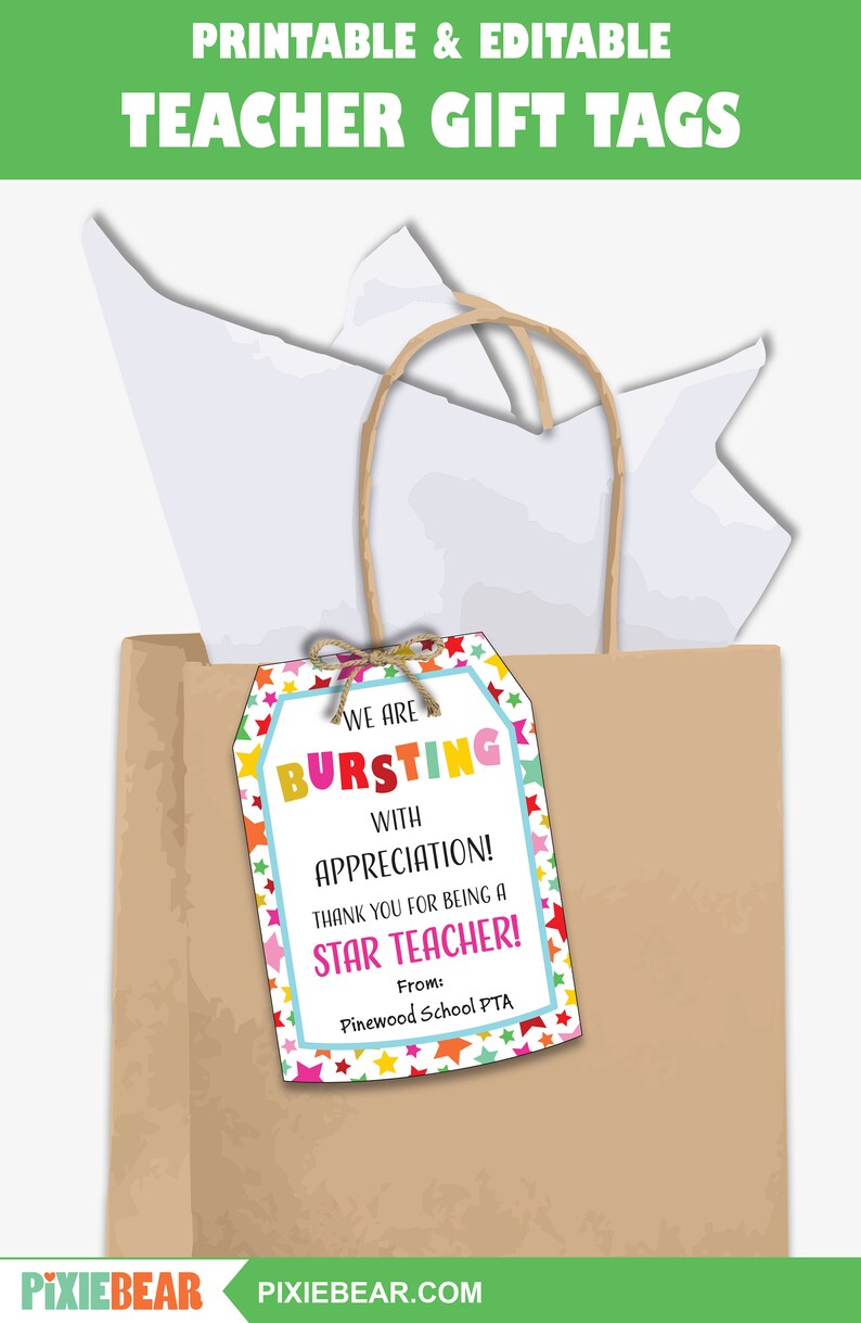 Bursting With Appreciation Tag Printable Teacher Appreciation - Etsy