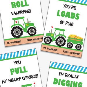 Tractor Valentine Cards for Kids Printable Valentine's - Etsy