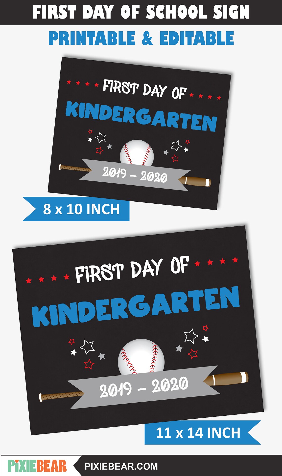 Printable First Day of Kindergarten Sign Back to School - Etsy