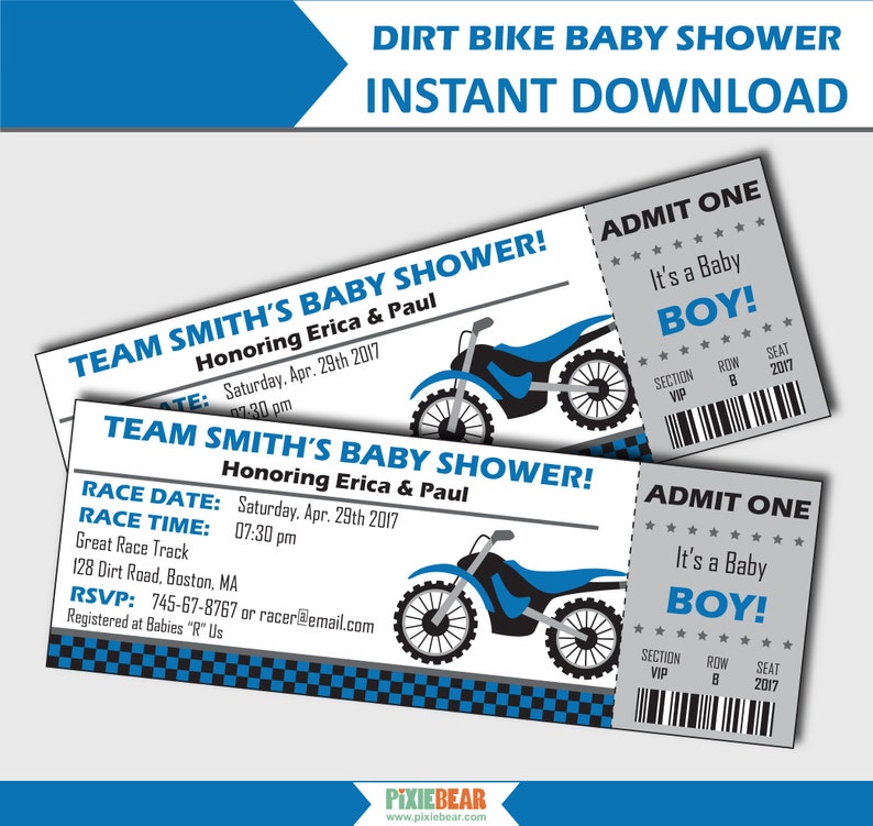 Dirt Bike Baby Shower Decorations and Invitations Printable Motocross Baby Shower, Motorcycle Decorations Instant Download Editable PDF image 3