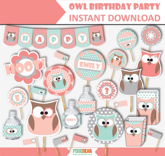 Owl Party Decorations And Owl Invitations Printable Owl Birthday