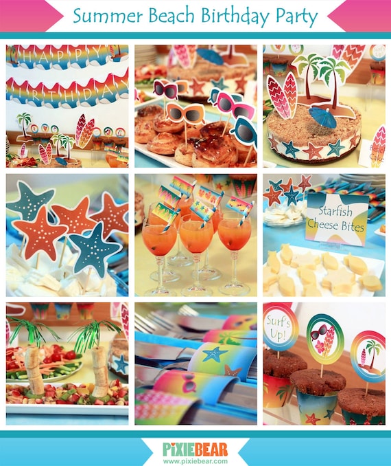 Beach Party Summer Party Beach Birthday Surf Party Beach Downloads Summer  Decorations Summer Birthday instant Download 