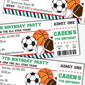 Sports Birthday Invitation Sports Party Invitation Sports Invitation All Star Invitation All Star Birthday Party Instant Download image 5