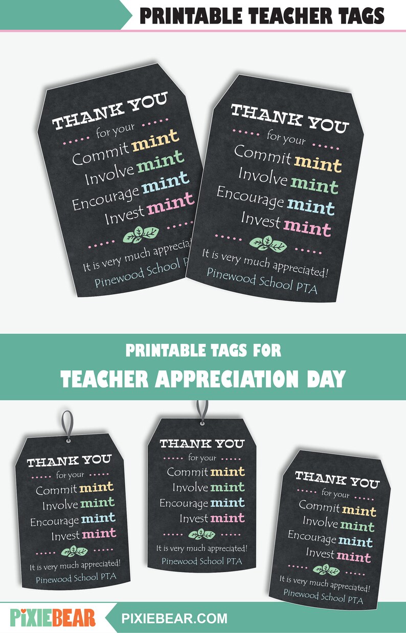 Teacher Appreciation Mint Labels Printable Mint Teacher - Etsy
