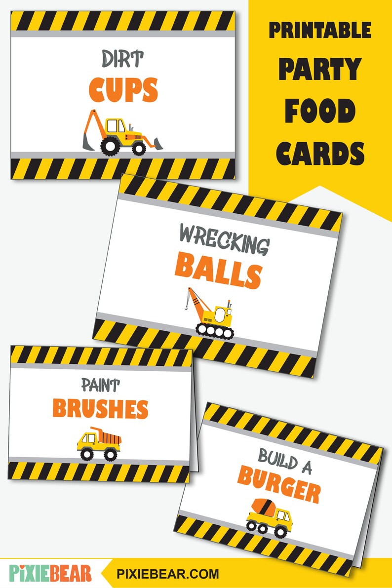 construction food labels printable construction party food