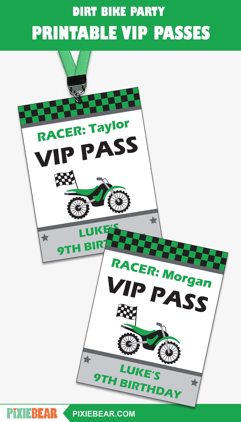 Motocross Party VIP Passes Printable Dirt Bike VIP Pass, Motorcycle Birthday VIP Badge, Dirt Bike Party Favors for Kids Instant Download image 4