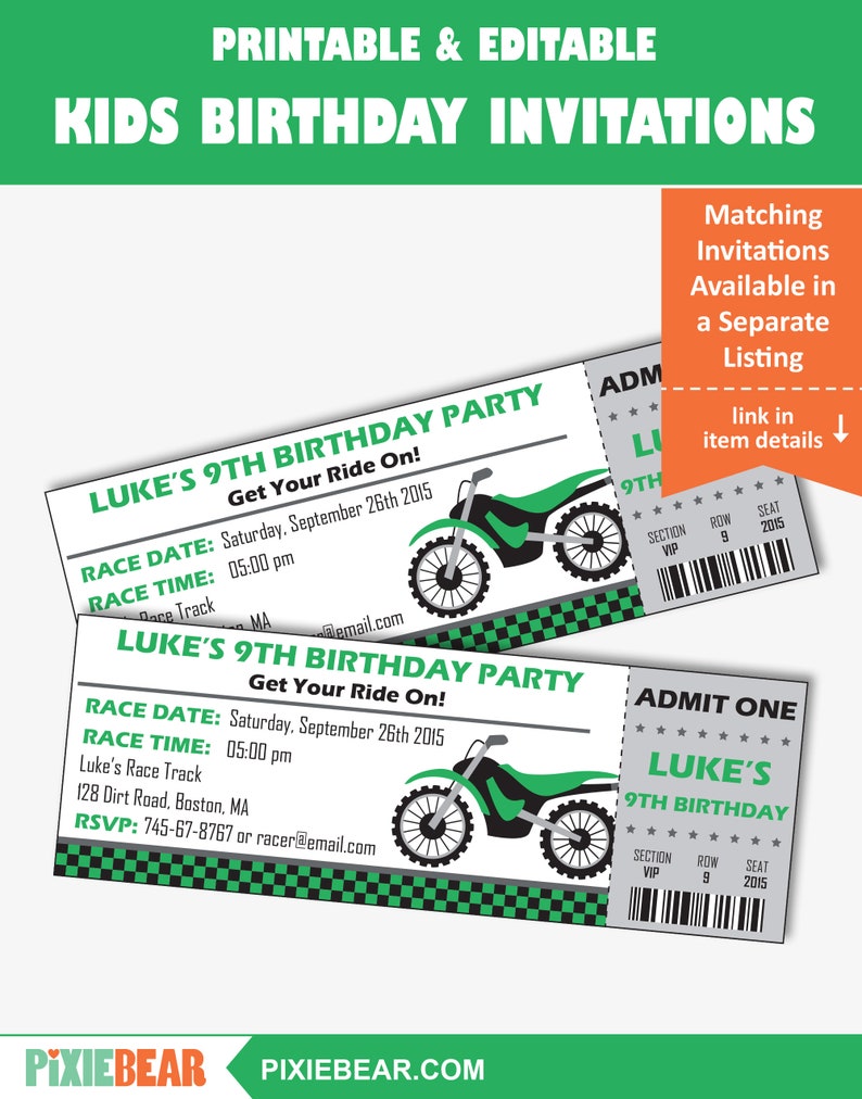 Motocross Party VIP Passes Printable Dirt Bike VIP Pass, Motorcycle Birthday VIP Badge, Dirt Bike Party Favors for Kids Instant Download image 7