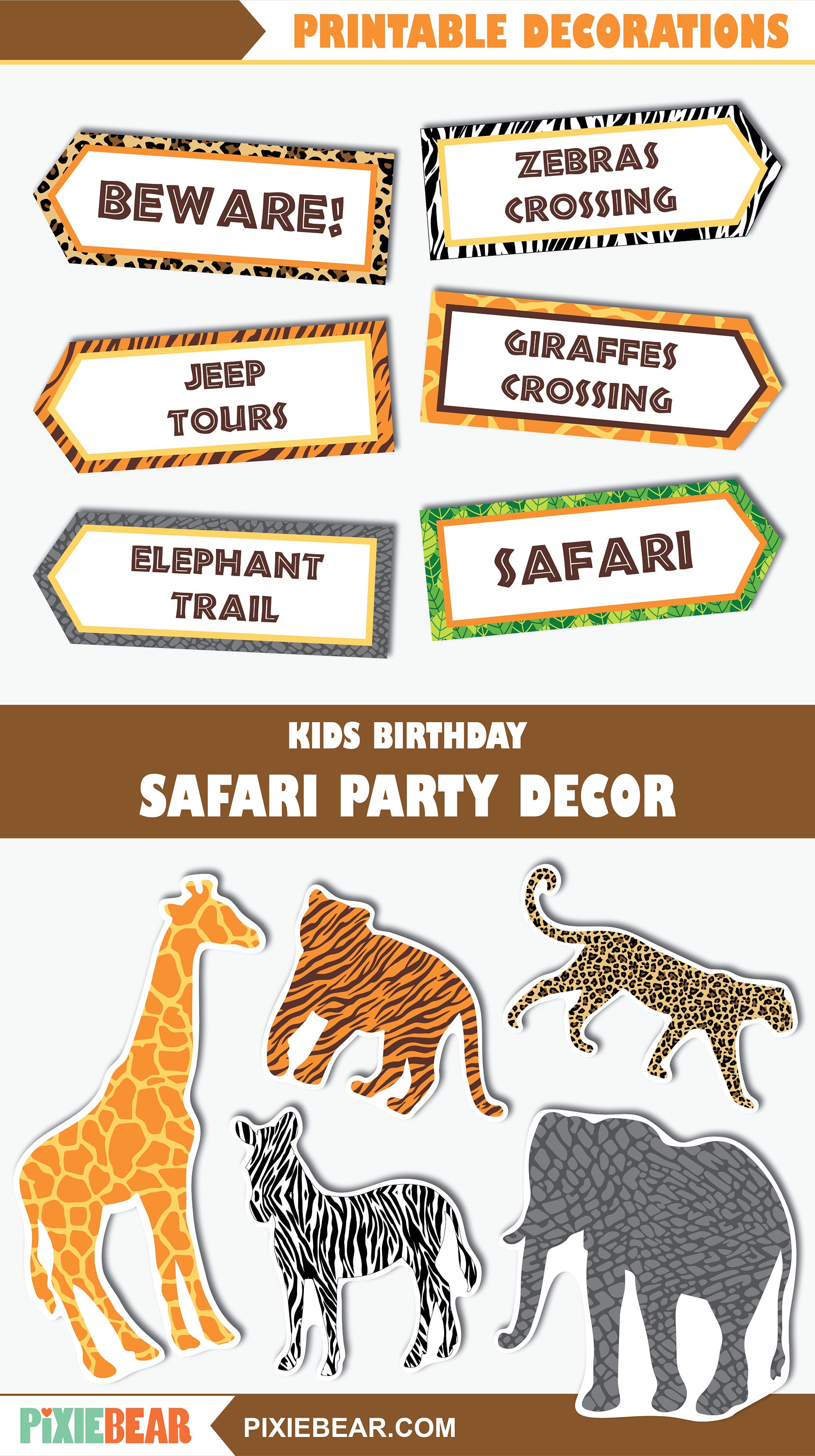 Safari Cutouts Printable Safari Birthday Cutouts Safari | Etsy