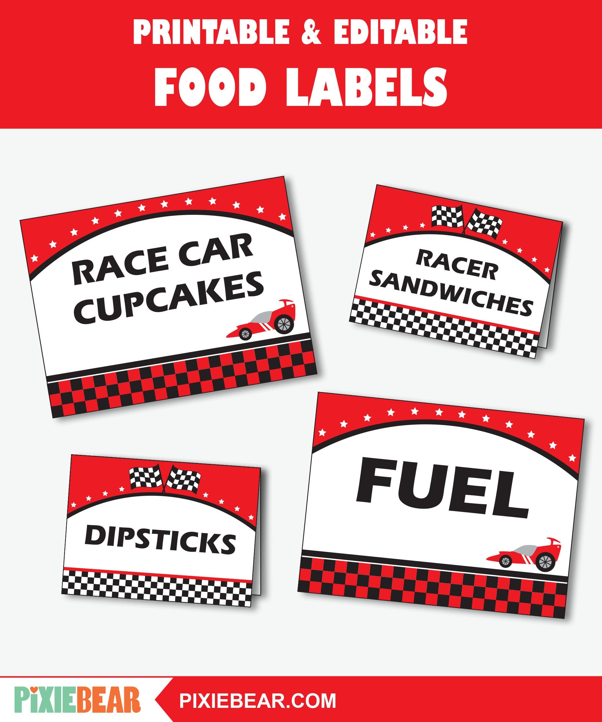Race Car Party Food Tent Cards Food Tents Food Label Cards - Etsy Canada