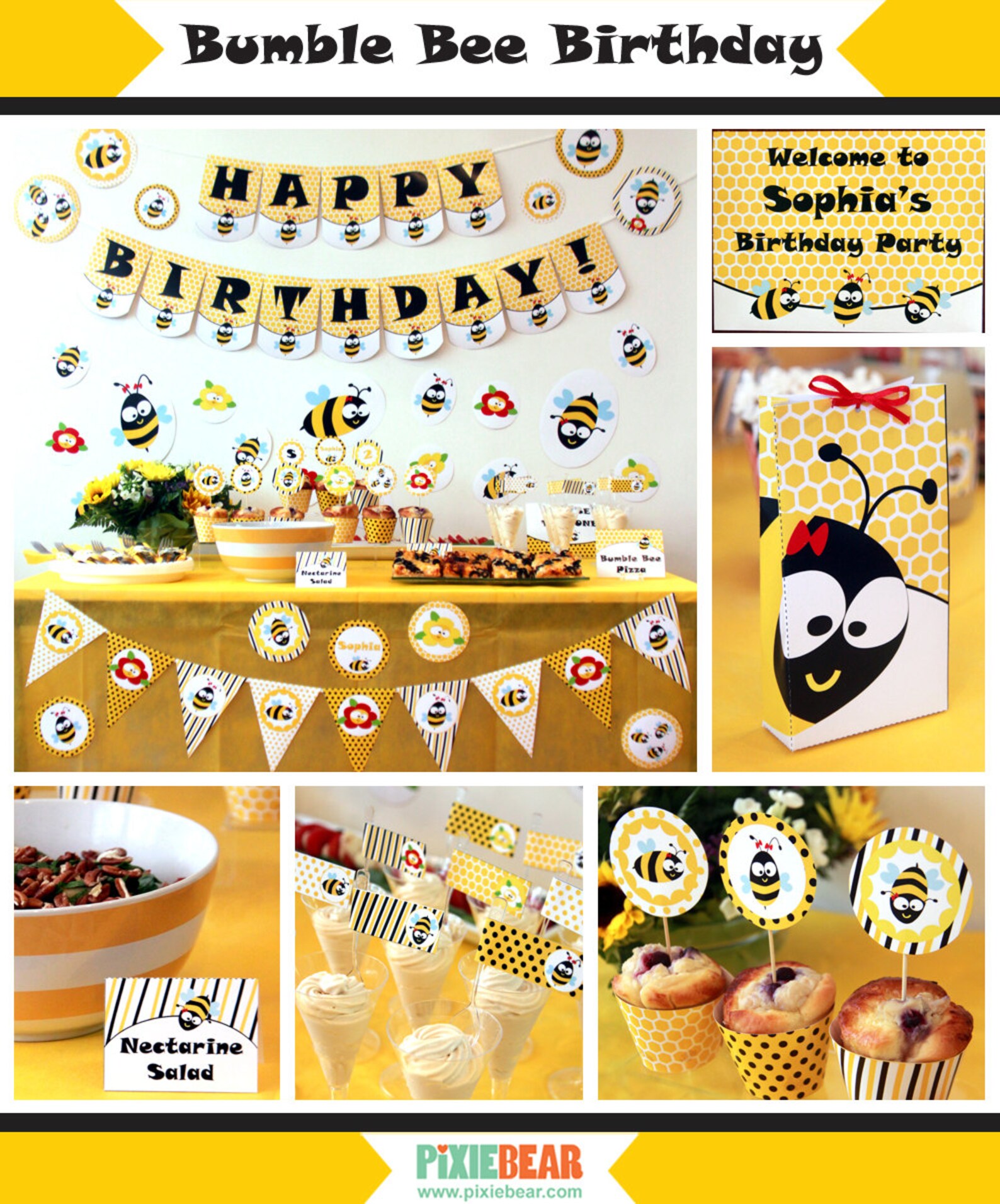 Bumble Bee Birthday Printables Bumble Bee Party Honey Bee | Etsy