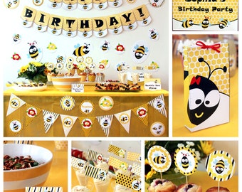 Bumble Bee Birthday Printables - Bumble Bee Party - Honey Bee Birthday - Bumble Bee Party Decorations - Honey Bee Party (Instant Download)