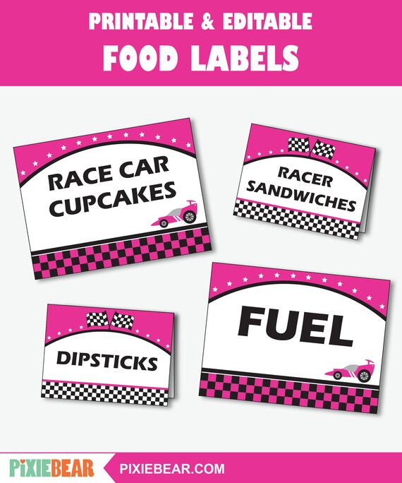 Racing Party Food Labels - Printable Race Car Birthday Buffet ...