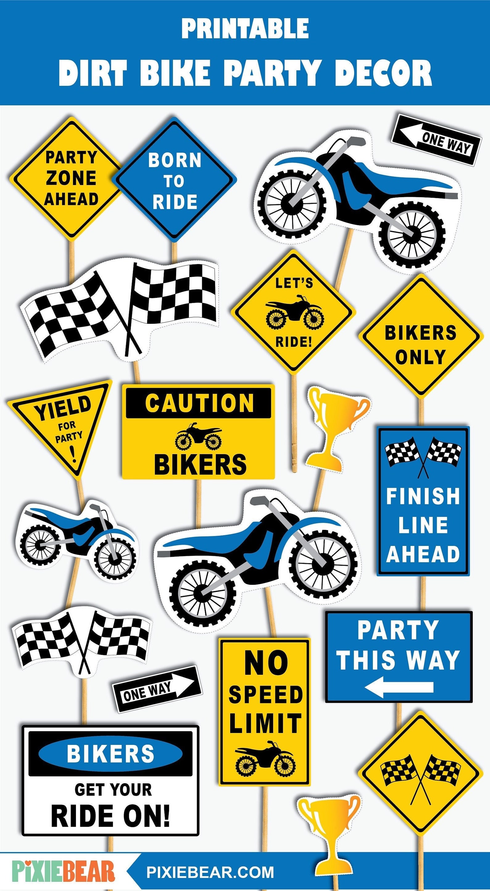 Dirt Bike Birthday Decoration Printable Motocross Party - Etsy