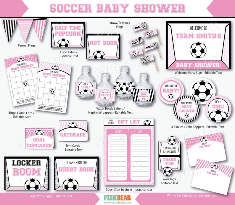 Soccer Baby Shower for Girl Pink Baby Shower Soccer Baby Etsy