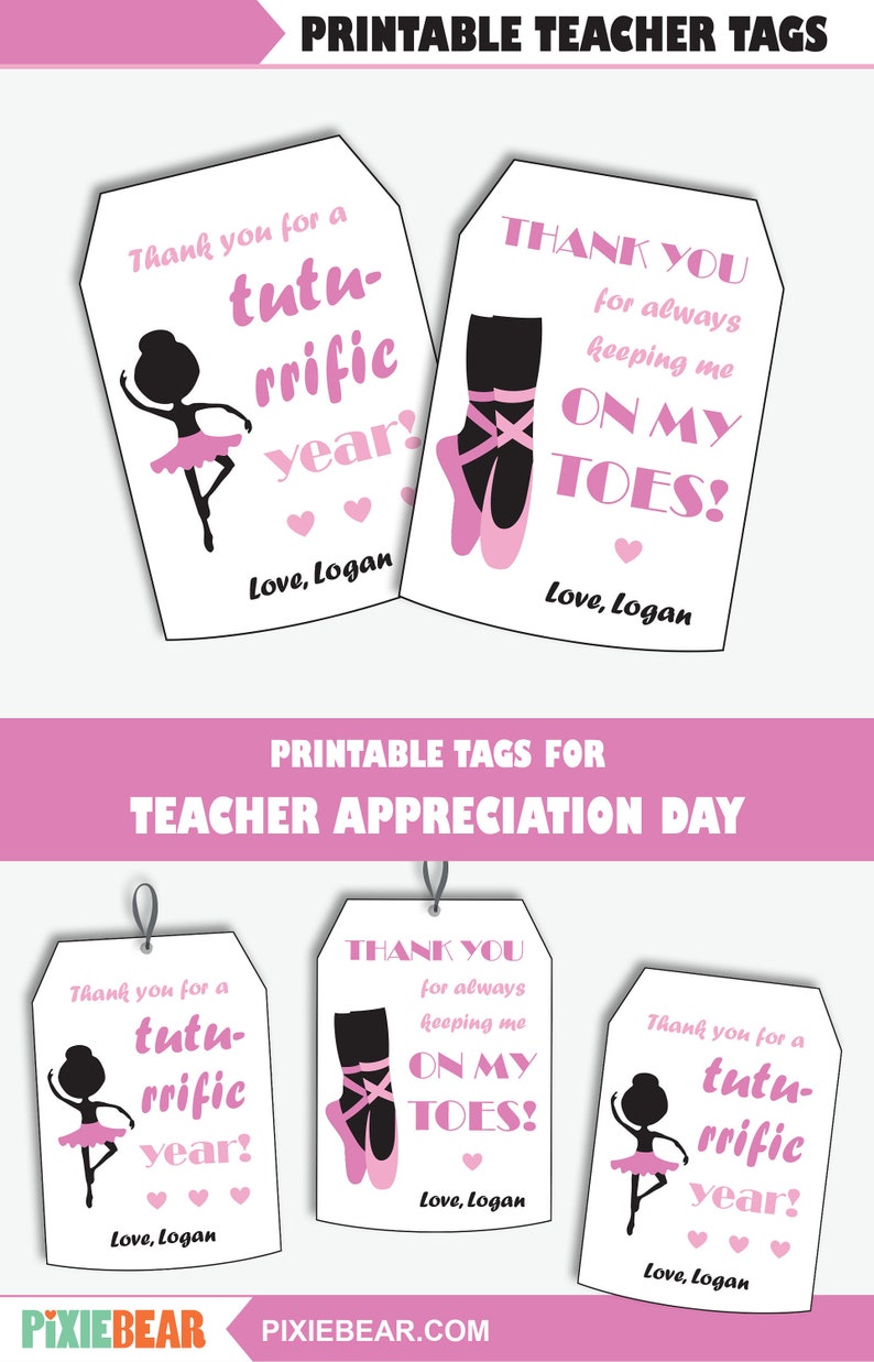 Dance Teacher Thank You Tags Printable Dance Teacher Gift Etsy